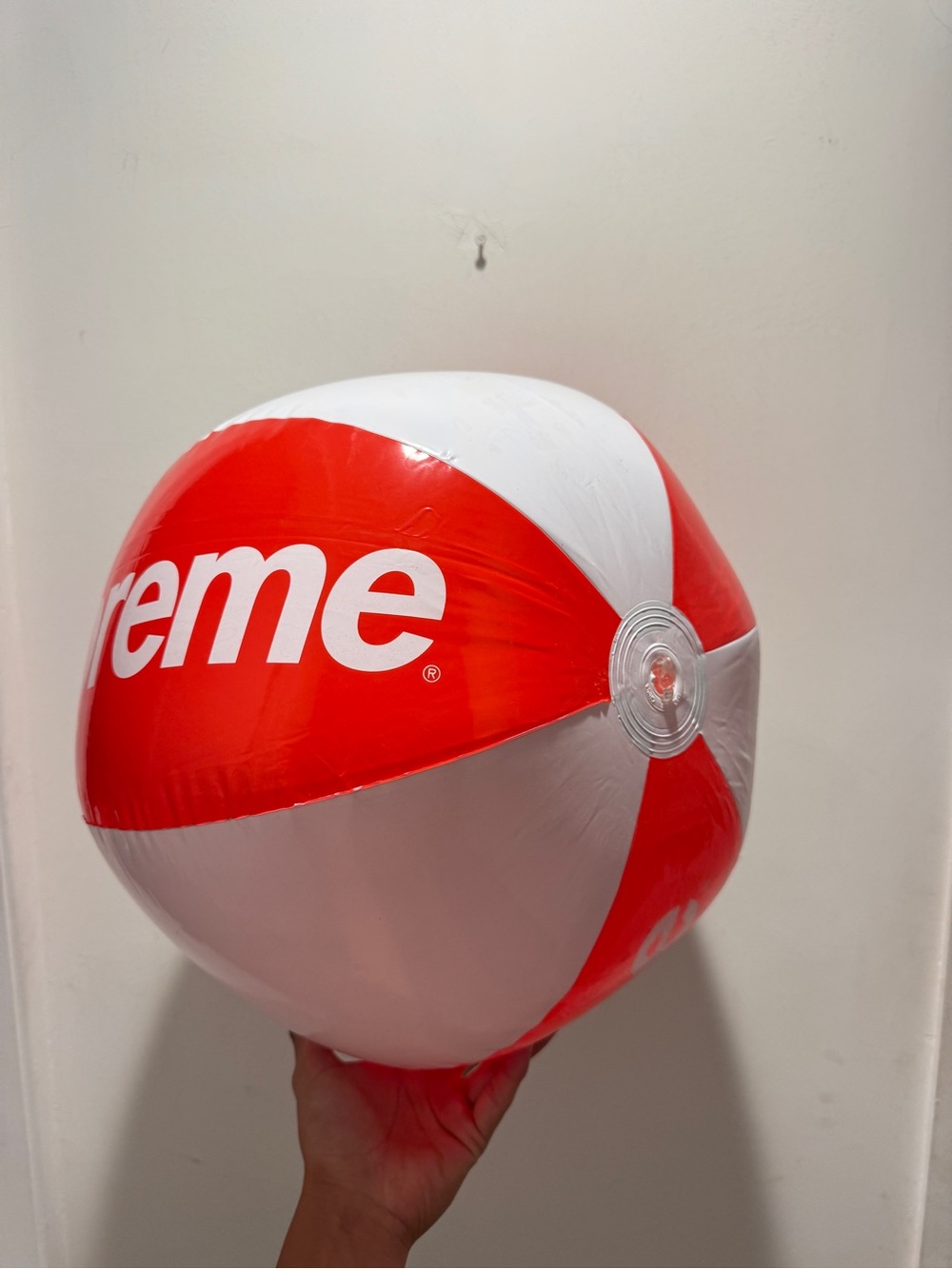 Supreme Red and White Inflatable Beach Ball